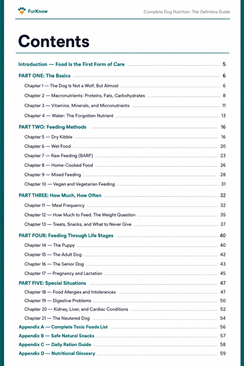 Complete Dog Nutrition — table of contents, 21 chapters