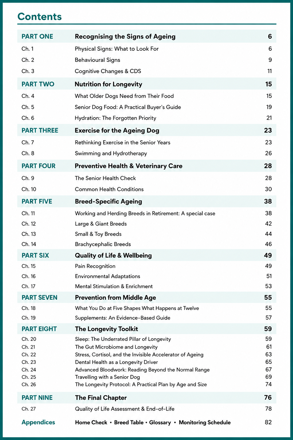 Your Senior Dog — table of contents, 27 chapters